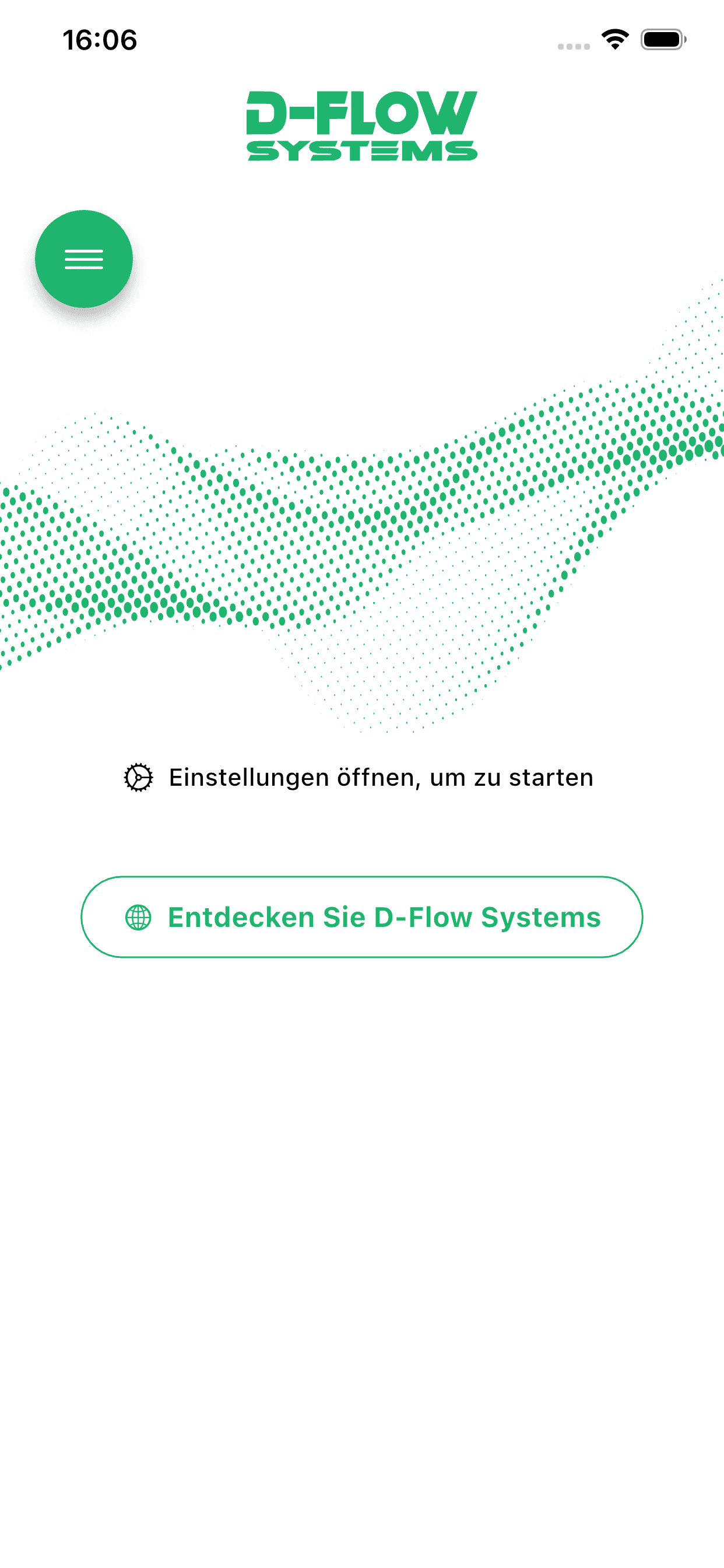 Startbildschirm der D-Flow App