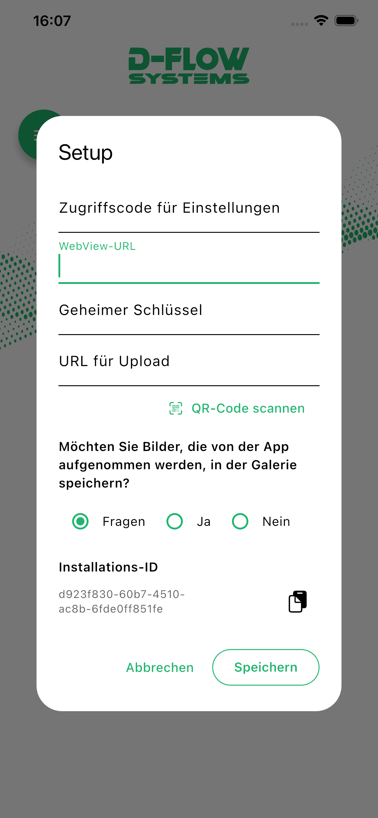 Konfiguration der D-Flow App